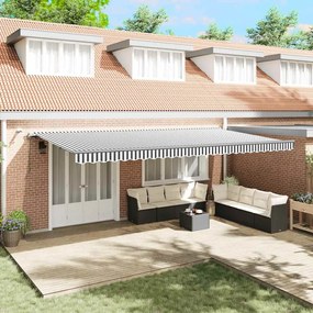 vidaXL Toldo retrátil automático com LEDs 600x300 cm antracite/branco