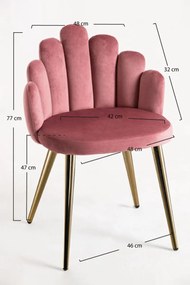 Cadeira Hand Gold Veludo - Rosa