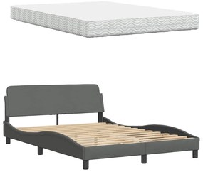 Cama com colchão 120x200 cm tecido cinzento-escuro