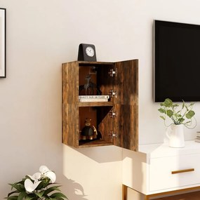 vidaXL Móveis de TV de parede 2 pcs 30,5x30x30 cm cor carvalho fumado