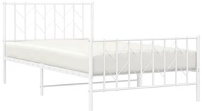 Estrutura de cama com cabeceira e pés 107x203 cm metal branco