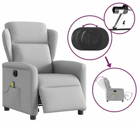 Poltrona massagens reclinável elétrica tecido cinzento-nublado