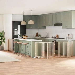 vidaXL Portão para cães com porta dobrável 8 painéis 640 cm álamo