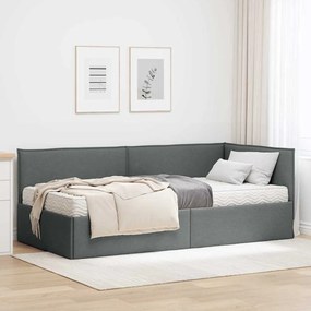 vidaXL Estrutura de Cama de Canto com Colchão 2 pcs Cinzeto Veludo