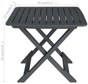 Conjunto bistrô dobrável 3 pcs plástico antracite