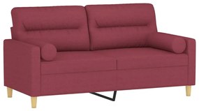 Sofá 2 lug. + almofadas decorativas 140cm tecido vermelho tinto