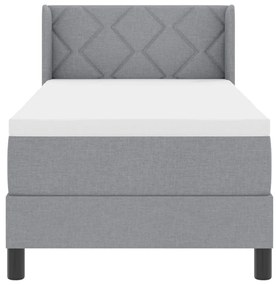 Cama box spring com colchão, cinza claro, 80 x 200 cm, tecido.