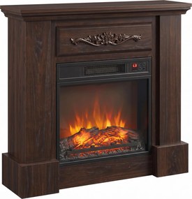 HOMCOM Lareira Elétrica de Piso 1800W com Efeito Chama, Telecomando, Temporizador e Temperatura Ajustável, Castanho | Aosom Portugal