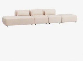 Sofá Modular De 3 Peças Com Chaise Longue À Esquerda E Puff Fogler Tecido Pele De Borrego Bege Creme - Sklum
