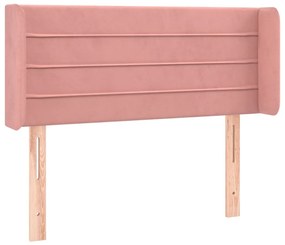 Cabeceira de cama c/ luzes LED veludo 103x16x78/88 cm rosa