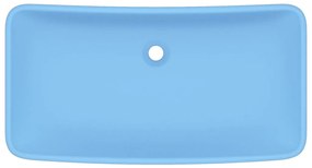 Lavatório luxuoso retangular 71x38 cm cerâmica azul-claro mate