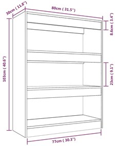 Estante/divisória madeira processada 80x30x103 cm cinza cimento