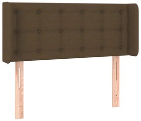 Cabeceira de cama c/ luzes LED tecido 103x16x78/88 cm castanho