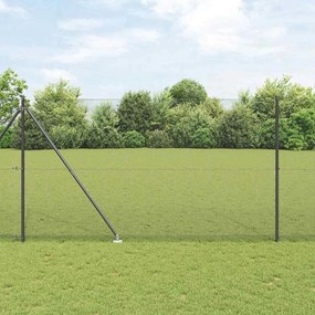 vidaXL Cerca de Malha com 7 Postes Espigão Cinza 1,5x10 m Aço