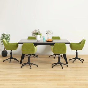 vidaXL Cadeiras de jantar giratórias 6 pcs veludo verde-claro