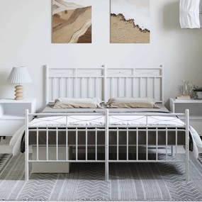 Estrutura de cama com cabeceira e pés 150x200 cm metal branco