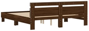 Estrutura cama cabeceira/luzes LED 200x200cm carvalho castanho