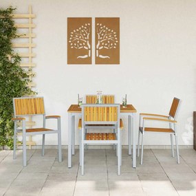 Conjunto de Jantar de Jardim de 5 Peças em Madeira Sólida de Acácia e