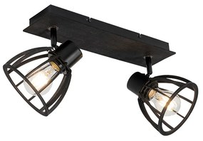 Luminária de teto industrial preta 2 luzes - Fotu Industrial