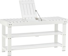 Banco para sapatos em madeira com 3 níveis, prateleira de arrumação e compartimento oculto, 90 x 29 x 45 cm, branco