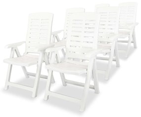 Cadeiras de jardim reclináveis 6 pcs plástico branco