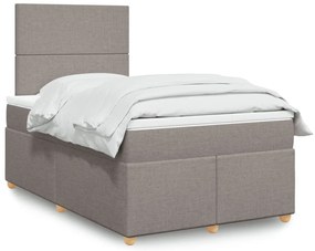 vidaXL Cama com molas/colchão 120x200 cm tecido castanho-acinzentado