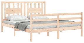Estrutura de cama com cabeceira 160x200 cm madeira maciça