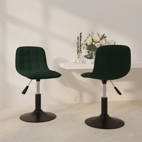 vidaXL Cadeiras de jantar giratorias 2 pcs veludo verde-escuro