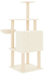 Árvore p/ gatos c/ postes arranhadores sisal 132 cm cor creme