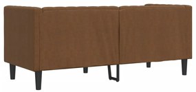 Sofá chesterfield 2 lugares camurça artificial castanho