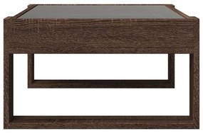 Mesa centro luzes LED Infinity 70x53x30 cm carvalho castanho