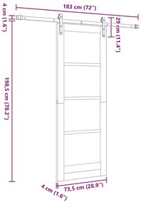 Porta Deslizante vidaXL com Conjunto de Ferragens 73.5x198.5 cm Madeir