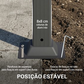 Pérgola de Jardim 3x3,8 m com Toldo Corrediço Ajustável a 90° Manivela, Estrutura de Alumínio e Aço UPF50+ Bege