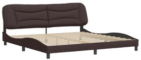 Estrutura de cama sem colchão 200x200 cm tecido castanho-escuro