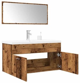 vidaXL 3 pcs conj. móveis casa banho derivados madeira madeira velha