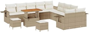 Conjunto de Sofá de Jardim com 13 Peças e Almofadas em Rattan Bege de