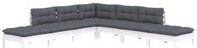 7 pcs conjunto lounge de jardim c/ almofadões pinho branco
