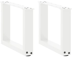 vidaXL Pés para mesa de centro em formato de U, 2 peças, branco, 40x(30-31) cm, aço