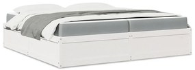 vidaXL Cama com colchão 200x200 cm pinho maciço branco