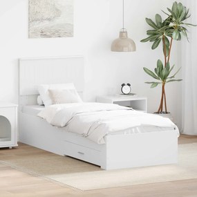 vidaXL Estrutura da Cama Branco e Prata 75 x 190 cm Madeira processada