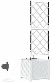 Jardineiras de Jardim 1 pc Branco 40 x 40 x 142 cm Plástico