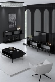 Conjunto de Mobiliário de Sala Lord – Preto – TV Stand: 180x47x30 cm,
