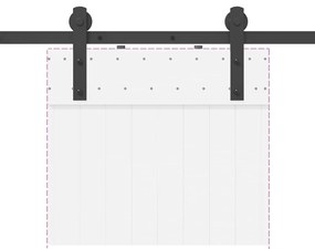 Kit de ferragens para porta deslizante 183 cm aço preto