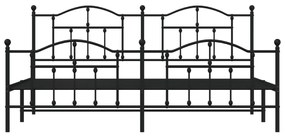 Estrutura de cama com cabeceira e pés 200x200 cm metal preto