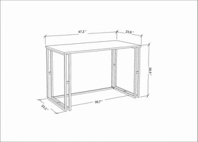 Mesa de Estudo Kane – Branco Antracite – 120x60x74,8 cm