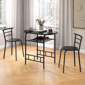Conjunto de cozinha e jantar de 3 peças de com mesa de cozinha e 2 Cadeiras Tampo de mesa em madeira Tampo de mesa folheado a madeira Suporte adiciona