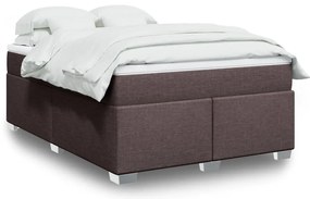 vidaXL Cama com molas/colchão 140x200 cm tecido castanho-escuro