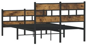 Estrutura de cama sem colchão 120x190 cm metal carvalho fumado