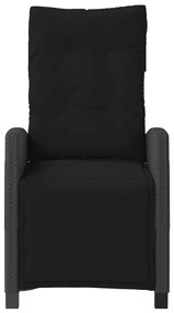 Cadeiras jardim reclináveis 2 pcs c/ apoio de pés vime PE preto