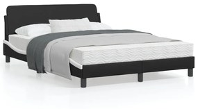 vidaXL Estrutura cama c/ cabeceira couro artif. 140x190cm preto/branco